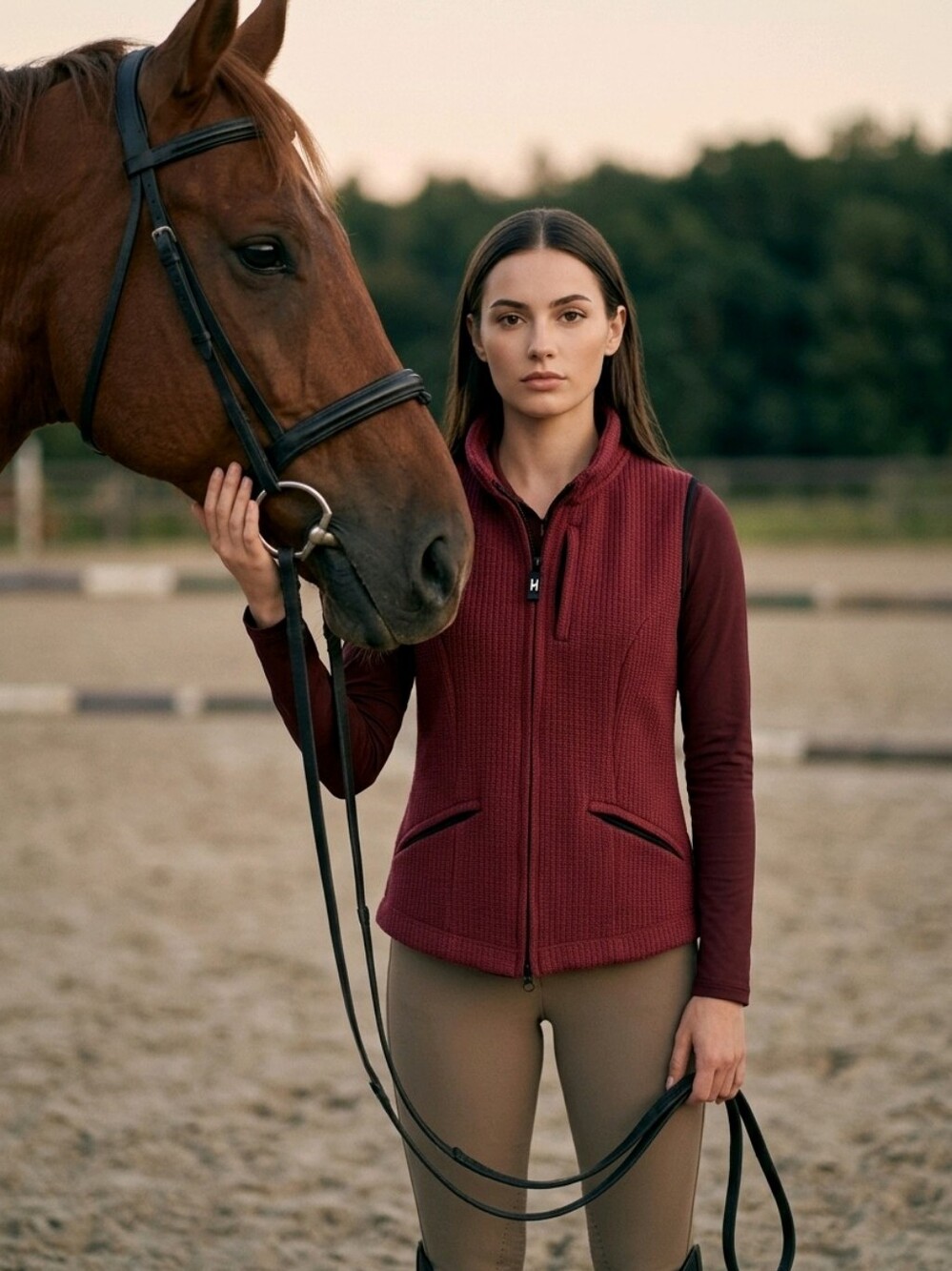 ASMAR Dark Pink Knitted Equestrian Vest. Size S